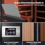 OnxyEdge 2-Person Full Spectrum Infrared Sauna, Himalayan Salt Rocks Plus 12 * 12" Red Light Therapy & 2 Built-in Speakers, 2000W - 120V Indoor Hemlock Dry Sauna with Dual LED Controls for Home & Gym EXTRAFEIN