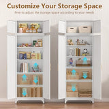 Polup Kitchen Pantry Cabinet, 90" Tall Metal Pantry Cabinet, Food Cupboards with Doors and Shelves, Freestanding Storage Cabinets for Dining, Living Room, 16"D x 32"W x 90"H, White, Assembly Required Polup