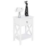Bonnlo White Nightstand, Small Nightstand with drawer & shelf, Farmhouse Night Stand Bedroom, End Table/Bedside Table/White Side Table w/Rustic Handle for Small Spaces, Dorm, Kids Room, Living Room Bonnlo