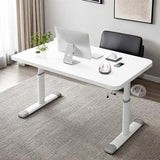 Manual Standing Desk, Adjustable Height Work Table Hand Crank Sit Stand Desk Home Office Desk Computer Workstation with Frame,White,120cm Generic