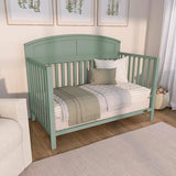 Dream On Me Storybrooke 5-in-1 Convertible Full-Size Baby Crib, GreenGuard Gold & BSA Certified, Convert to Toddler, Day & Full-Size Bed Sustainable Pinewood, 3 Mattress Height Settings - Meadow Green