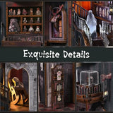 MiniCity Book Nook Kit with LED Light, DIY Miniature Dollhouse Booknook Kit, Creepy Scary 3D Wooden Puzzle Bookshelf Insert Decor for Stress Relief Craft for Book Lovers & Adult (Haunting Relics)