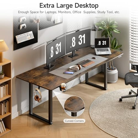 ONBRILL Standing Desk, 71x32 Inches Rectangle Stand Up Desk with 4 Legs, Dual Motor and Memory Controller, Adjustable Height from 28-46 Inches for Home and Computer Workstation, Rustic Brown ONBRILL