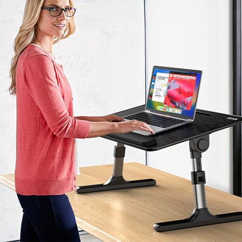 Besign LT07 Lap Desk [Extra Large], Adjustable Laptop Table, Portable Standing Bed Desk, Foldable Sofa Breakfast Tray, Notebook Computer Stand for Reading and Writing (Black) BESIGN