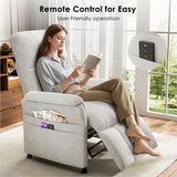 AMADA HOMEFURNISHING Power Recliner Chair for Adults, Adjustable Modern Chenille Reclining Chair with Side Pockets, Remote, Footrest, Thick Seat Cushion for Home Theater, Living Room, Bedroom & RV