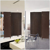 Meet Perfect 4-Panel Room Divider Privacy Screen,6 FT Wooden Woven Folding Screen,Foldable Mesh Wall Divider, Freestanding Room Partitions/Separator/Dividers Double-Weaved with Two-Way Hinges- Brown Meet perfect