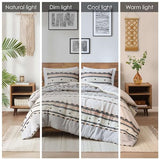 Hyde Lane Boho Queen Comforter Set, Modern Farmhouse Full Size Bedding, Cotton Top with Neutral Rustic Clipped Jacquard Stripes, Tufted Bed Sets, 3-Pieces Including Matching Pillow Shams (90" x 90") Hyde Lane