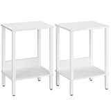 End Table, Side Table, Set of 2, Nightstands with 2-Tier Storage Shelves, Sofa Table for Small Space, Coach Table for Living Room Bedroom, White UTBT101W2 VIMBER