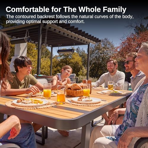 EAST OAK Signature 7 Pieces Outdoor Dining Set, Patio Furniture Set with Finest Teak Wood, Powder-Coated Aluminum Frame Table,Patio Dining Set for Garden,Backyard and Porch, Dark Grey EAST OAK