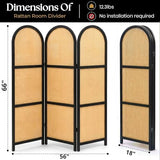 ELK & ELDER 3-Panel Room Divider | Folding Privacy Screen with Arched Dark Wood Frames and Light Woven Panels | Portable Divider for Home,Office, Living Room, Bedroom | 66" H x 56" W |Dark Wood/Beige ELK & ELDER
