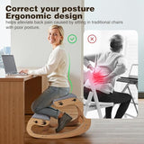 TinyHaven Ergonomic Kneeling Chair with Wooden Frame - Adjustable Height Office Chair with Soft Padding for Back Pain Relief, Posture Correcting Home & Office Desk Chair Wood TinyHaven