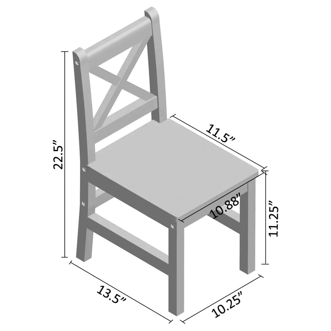 eHemco Solid Hard Wood X Back Kids Chair, Coffee, Set of 2 - WoodArtSupply