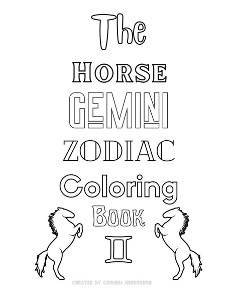 The Horse Gemini Zodiac Coloring Book Majosta