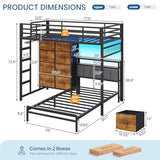 Twin Over Twin Bunk Bed with 8 Storage Drawers, Upholstered Storage Headboard, Charging Station and LED Lights, Heavy-Duty Metal Bunk Bed with Safety Guardrail & Ladder, Twin Bunk Beds for Kids, Teens mojiasion