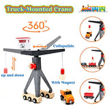 WOOD CITY Wooden Train Set, 56-Piece Deluxe Kids Toy Train Set for 2 3 4 5 Year Old Boy, Cargo-Themed Train Track with Tower Crane & Suspension WOOD CITY