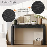 Merax 55" Entryway Table with Oval Top and 2 Drawers, Natural Wood Grain Finish Console Table with Fluted Design for Entryway and Living Room (Black) Merax