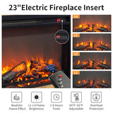 Innoflame 28" Electric Fireplace with Mantel, Freestanding Electric Fireplace w/Realistic Flame & Logs, Remote Control, Timer, Adjustable 4 Flame Brightness, Indoor Fireplace for Living Room, 1400W Innoflame