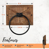 Autumn Alley Farmhouse Hand Towel Ring for Bathroom - Barn Wood Bath Towel Rings Holder - Towel Rings for Bathroom Wall Mounted Decor Mix of Wood, Galvanized Metal & Black Rings Autumn Alley