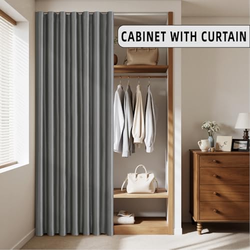MIULEE 100% Blackout Room Divider Curtains, Extra Wide Ceiling Panel Sound Proof Thermal Insulated Privacy Drapes for Living Room Bedroom Patio, Ceiling Track, W100 x L96 Inch, Gray, 1 Panel MIULEE