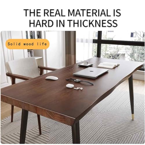 Sihtengxxhongs Modern Simple Style 55" Standing Desk Study Computer Desk - Black Metal Frame, Solid Wood Planks, for Home Office Bedroom Sihtengxxhongs