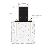 4 x 4 Post Base 6 PCS,Inner Size 3.6"x3.6"Deck Post Base,Heavy Duty Metal Black Powder Coated Post Brackets,for Pavilion Deck Railing Support Deck Base Plate, Support Bolt Down Likeem