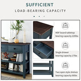 Vintage Console Table Modern Solid Wood Frame Sofa Table with 2 Tier Open Shelves and Top Storage Drawers Entryway Table for Living Room, Hallway, Front Hall, Stairs Area, Easy Assembly Knocbel