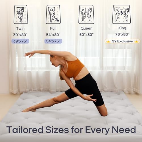 Syrinx Water Resistant Japanese Futon Mattress, Twin Size 75"x39", 2.5 Inch Thick Japanese Floor Mattress Tatami Mat, Foldable Floor Bed Sleeping Pad for Dormitory Guest Room Camping Syrinx