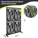 Fulocseny Metal Privacy Screens 72" H Outdoor and Indoor Leaf Pattern Room Divider Privacy Screens Panels for Living Room Balcony Patio Garden (Black Fulocseny