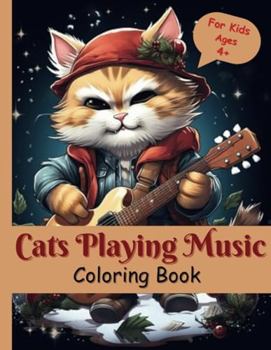 Cats Playing Music Coloring Book for kids: 54 different pages coloring book WoodArtSupply
