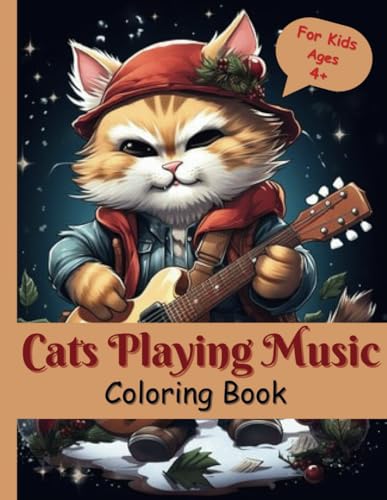 Cats Playing Music Coloring Book for kids: 54 different pages coloring book