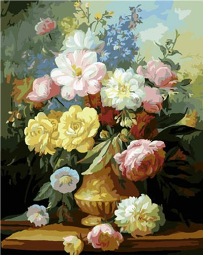 Newsight DIY Oil Painting Paintworks Paint by Number for Kids and Adults (16''Wx20''L , Peony Flower) Newsight