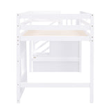 Harper & Bright Designs Twin Size Low Loft Bed with Playhouse and Storage Stairs in White Harper & Bright Designs