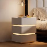 homary Modern Smart Nightstand with Wireless Charging Station, Bedside Table with 3 Drawers, White Night Stand with LED Light homary
