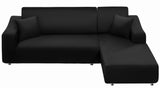 NAISI Couch Cover L Shape 2 Pieces Sofa Cover Soft Stretch Slipcovers with 2pcs Pillowcases Furniture Protector Sectional Couch Covers 3 Seater + 3 Seater(Black) NAISI