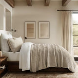EVERGRACE Velvet Quilt Set King Size, Luxurious Soft Striped Channel Bedding Set, Lightweight Velvet Comforter for All Season, Oversized Bedspread Coverlet with 2 Matching Shams, Beige Taupe EVERGRACE