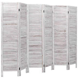 Giantex 6 Panel Wood Room Divider, 5.6 Ft Tall Oriental Folding Freestanding Partition Privacy Room Dividers Screen for Home, Office, Restaurant, Bedroom (White) Giantex