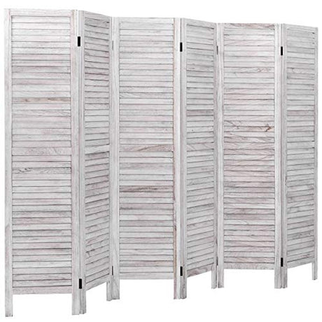 Giantex 6 Panel Wood Room Divider, 5.6 Ft Tall Oriental Folding Freestanding Partition Privacy Room Dividers Screen for Home, Office, Restaurant, Bedroom (White) Giantex