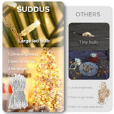 suddus 200 Led Christmas Lights Outdoor Waterproof, 66ft Fairy Lights Plug in Connectable, Warm White Christmas Lights Indoor for Xmas Tree Holiday Party Porch Decor suddus
