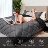 WQSPRING King Size Comforter Set, Reversible 3 Pieces Lightweight Soft Bedding Set for All Season, Premium Bed in a Bag Includes 1 Comforter (106"x90") and 2 Pillowcase (20"x36") WQSPRING