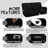 ULTICOR Reclining Loveseat with Middle Console Slipcover, 8-Piece Velvet Stretch Loveseat Reclining Sofa Covers, 2 Thick, Soft, Washable, Covers ONLY (Black) ULTICOR