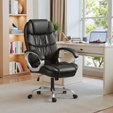 Homall Office Chair High Back Computer Desk Chair, PU Leather Adjustable Height Modern Executive Swivel Task Chair with Padded Armrests and Lumbar Support (Black) Homall