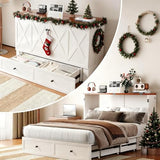 PUREMIND Murphy Bed Queen with Mattress Included, Hideaway Cabinet Bed Frame with Storage Drawers, USB Charging Ports - Space Saving Chest beds for Guest Room PUREMIND