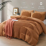 BEDAZZLED King Size Duvet Cover, 5 Pieces Pumpkin Brown Textured Duvet Cover Sets, Soft and Breathable Boho Tufted Bedding Comforter Cover Set for Gifts, Comforter Not Included (Pumpkin Brown, King) BEDAZZLED