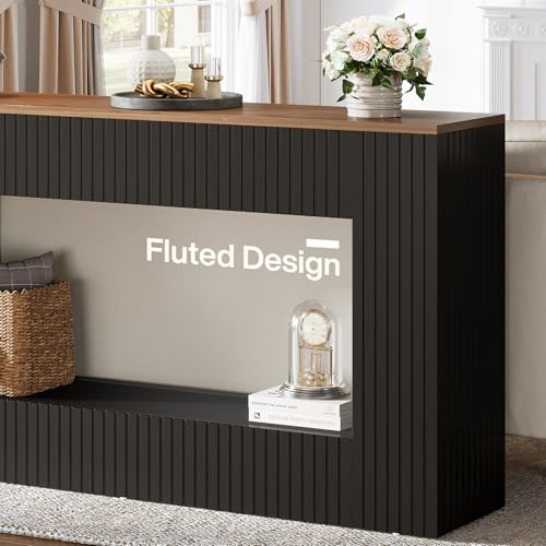 Tribesigns Modern Console Table, 55-Inch Wood Entryway Table with Storage, Narrow Long Sofa Table Behind Couch Table for Living Room, Foyer, Hallway, Black Tribesigns