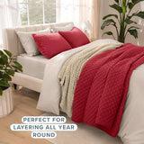 Bare Home Coverlet Set - Full/Queen - Lightweight Bed Decor - Comforter Alternative - All-Season Quilted Bedspread (Full/Queen, Red) Bare Home
