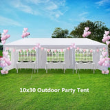 10'x30' Party Tent, Tents for Parties, Outdoor Wedding Patio Canopy with 5 Removable Sidewalls Instant Event Tent, Gazebo for Cater Events Wedding Birthday Pavilion Beach BBQ DVIEN