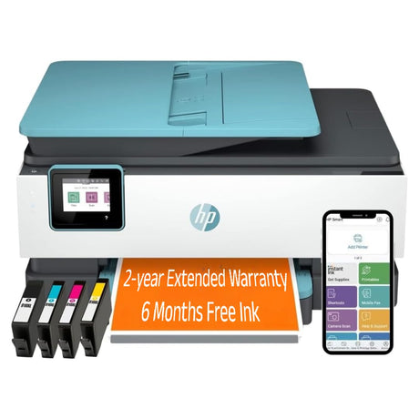 HP OfficeJet Pro 8028e All in One Wireless Printer Scanner Copier Fax Inkjet Print 2.7 Inch Touchscreen 6 Months of Free Ink 2 Years HP Warranty 20 ppm Black 10 ppm Color for Home Office Use (Renewed) HP