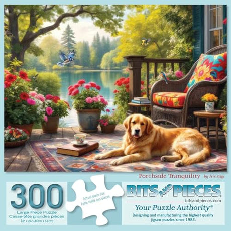 Bits and Pieces Jigsaw Puzzles for Adults 300 Pieces, Porchside Tranquility Bits and Pieces