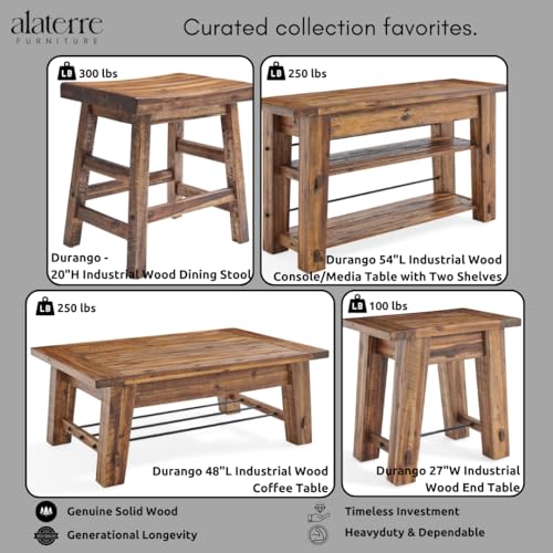 Alaterre Furniture Durango 20" H Industrial Wood Dining Stool - WoodArtSupply