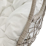 Crosley Furniture Cleo Wicker Indoor Outdoor Hanging Egg Chair with Stand for Patio, Porch, Deck, Light Brown with Sand Cushions Crosley Furniture